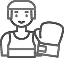 Illustration Of Boxer Character Icon In Outline Style. vector