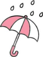 Flat Style Umbrella And Rain Icon. vector