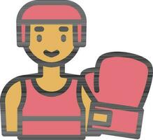 Illustration Of Boxer Character Icon In Red And Yellow Color. vector