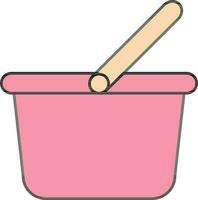 Basket Icon Or Symbol In Pink Color. vector