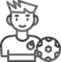 Black Outline Footballer Character Icon Or Symbol. vector