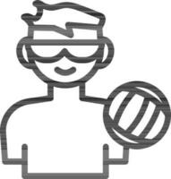 Swimmer With Volleyball Icon In Line Art. vector