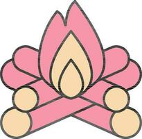 Bonfire Icon In Pink And Peach Yellow Color. vector