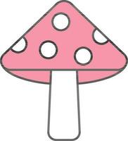 Mushroom Icon Or Symbol In Pink And White Color. vector