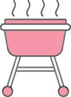 BBQ Grill Icon Or Symbol In Pink Color. vector