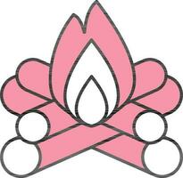 Bonfire Icon Or Symbol In Pink Color. vector