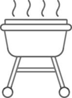 BBQ Grill Icon In Black Line Art. vector