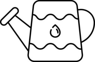 Watering Can Icon In Black Line Art. vector