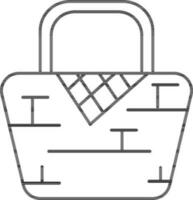 Picnic Basket Icon In Black Outline. vector