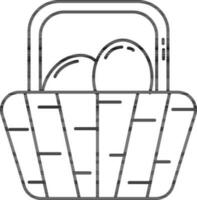 Food Basket Icon In Thin Line Art. vector