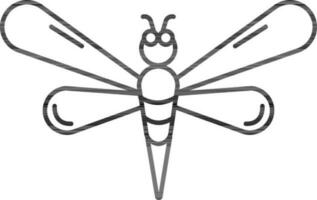 Dragonfly Icon In Black Line Art. vector