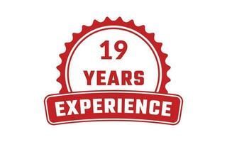 19 Years Experience Rubber Stamp vector