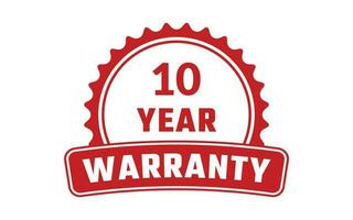 10 Year Warranty Rubber Stamp vector