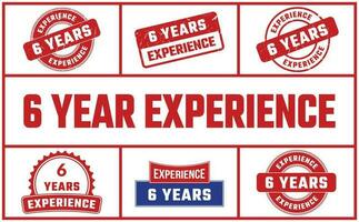 6 Years Experience Rubber Stamp Set vector