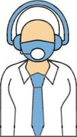 Customer Care Wear Mask Icon In Blue And White Color. vector