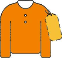 T-shirt With Label Icon In Yellow And Orange Color. vector