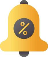 descuento oferta campana notificación icono en dorado y gris color. vector