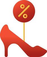 Discount Offer On Heels For Sale Or Shopping Icon In Red And Golden Color. vector