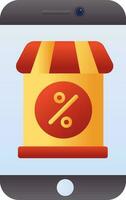 e-shopping descuento oferta en teléfono inteligente pantalla vistoso icono. vector