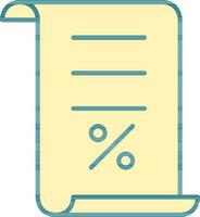 Percentage Scroll Paper Or Billing Icon In Yellow Color. vector