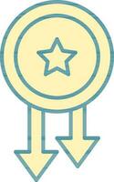 Decrease Star Rating Or Token Icon In Yellow Color. vector