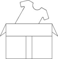 Open Box With T-Shirt Icon In Black Outline. vector