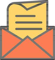 Open Envelope With Letter Icon In Yellow And Orange Color. vector