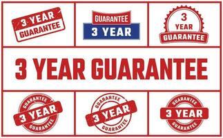 3 Year Guarantee Rubber Stamp Set vector