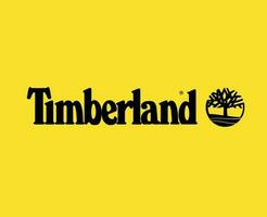 Timberland marca símbolo negro logo ropa diseño icono resumen vector ilustración con amarillo antecedentes