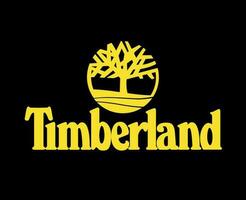 Timberland Brand Symbol With Name Yellow Logo Clothes Design Icon Abstract Vector Illustration With Black Background