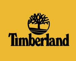 Timberland Brand Logo Symbol With Name Black Design Icon Abstract Vector Illustration With Yellow Background