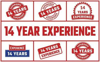 14 Years Experience Rubber Stamp Set vector