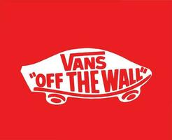 Vans Off The Wall Brand Logo White Symbol Clothes Design Icon Abstract Vector Illustration With Red Background