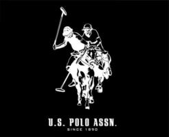 Us Polo Assn Brand Logo With Name White Symbol Clothes Design Icon Abstract Vector Illustration With Black Background