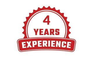 4 Years Experience Rubber Stamp vector