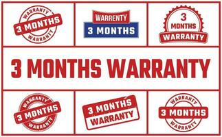 3 months warranty Rubber Stamp Set vector