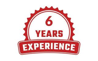 6 Years Experience Rubber Stamp vector