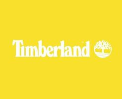 Timberland marca símbolo blanco logo ropa diseño icono resumen vector ilustración con amarillo antecedentes