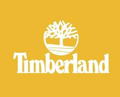 Timberland Brand Logo Symbol With Name White Design Icon Abstract Vector Illustration With Yellow Background