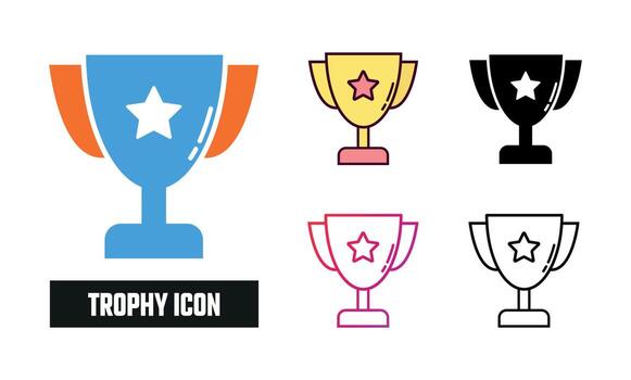 Trophy Icon Set Vector Illustration