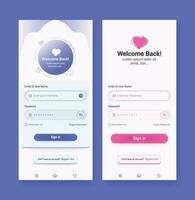 Vector UI design login page template  2 variations set login screen for unique app development online login form, sign in, and registration access to the account