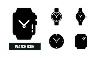 Watch Fill Icon Symbol Vector. Black Glyph Watch Icon vector