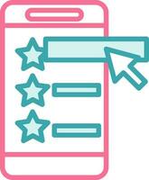 Click Star Option In Smartphone Screen Red And Teal Icon. vector