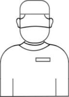 Surgeon Doctor Wear Mask Icon In Black Outline. vector
