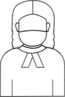 Female Judge Wear Mask Icon In Stroke Style. vector