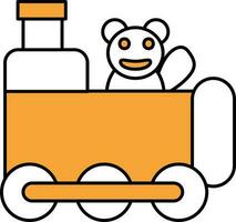 Toy Train Icon In Orange And White Color. vector