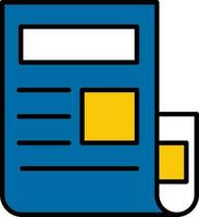 Flat Style Newspaper Icon In Yellow And Blue Color. vector