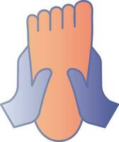 aislado pie masaje icono en azul y naranja color. vector