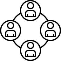 Flat Style User Connection Black Stroke Icon. vector