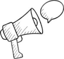 Megaphone Speech Icon In Black Outline. vector